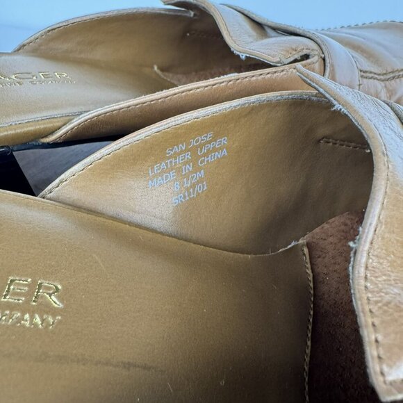 Villager San Jose Slide Womens Tan Leather 90's‎ Minimal Block Heel Loafers 8.5M - Picture 7 of 7